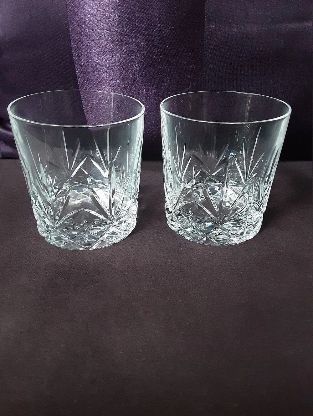 2 Samobar Crystal ILLUSIONS Double Old Fashioned Glasses - Vtg